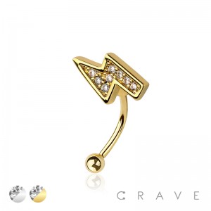 MULTI CZ LIGHTNING THUNDER 316L SURGICAL STEEL CURVED BARBELL/EYEBROW